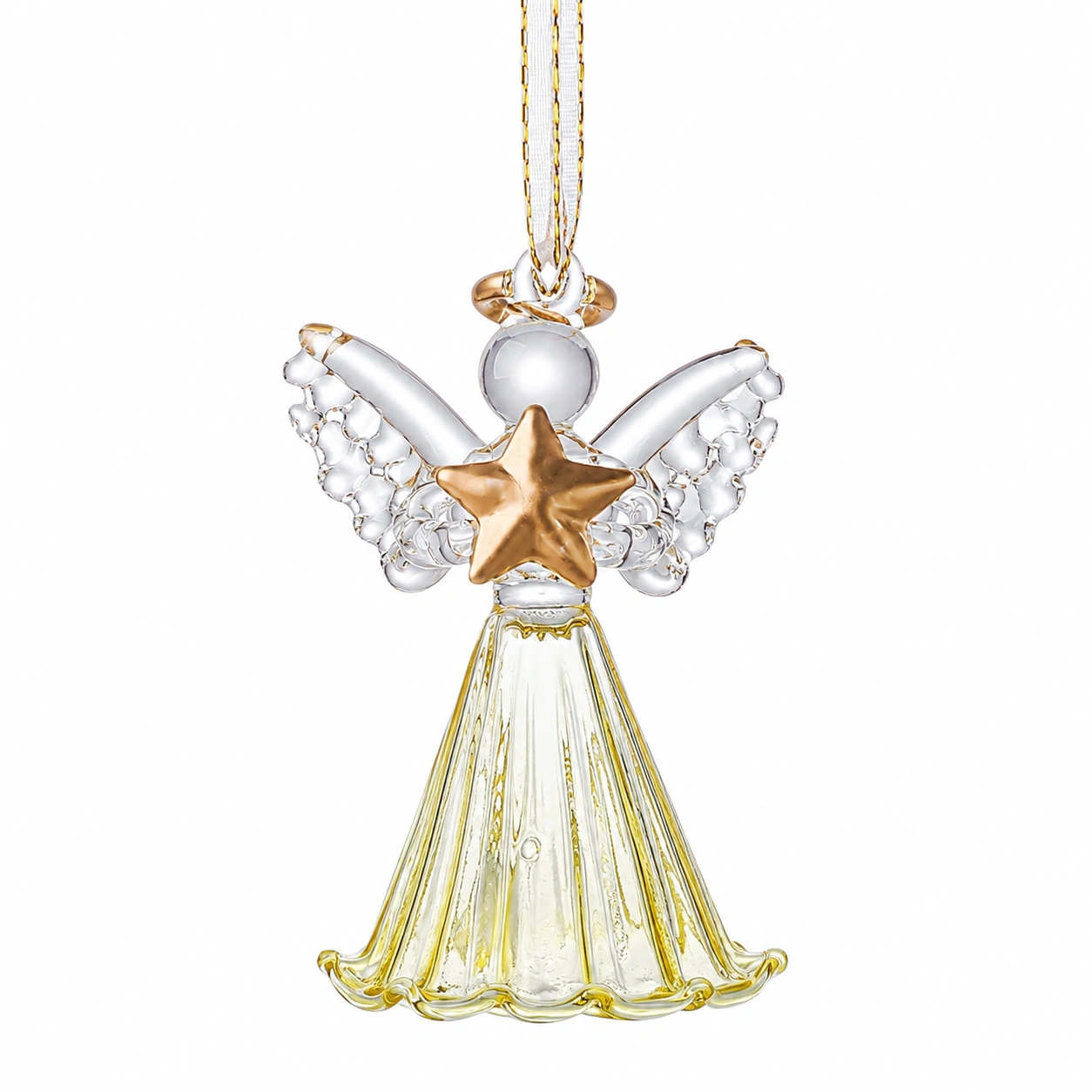 Colgante angel de cristal con estrella dorada-NestAndWood