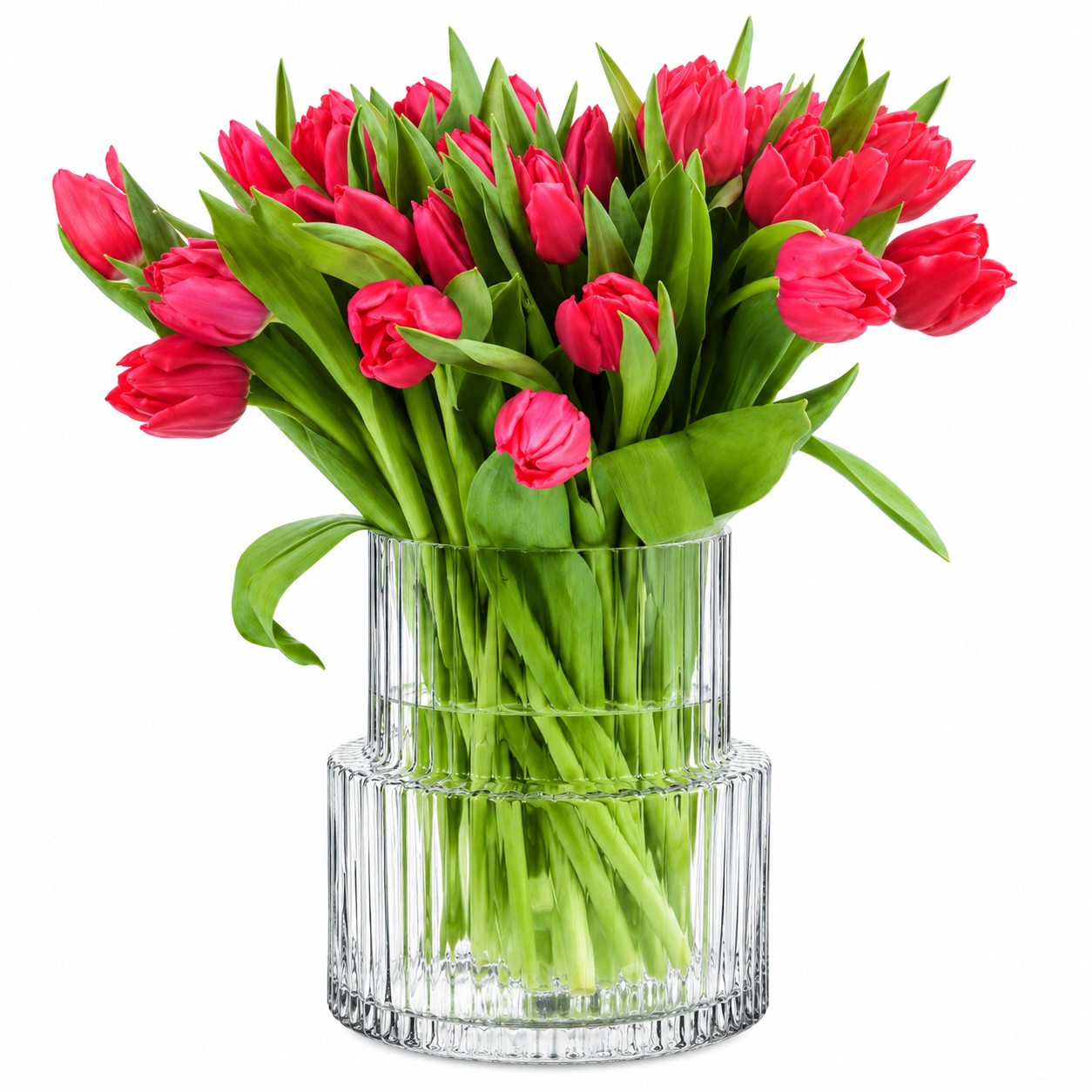 Jarron de cristal acanalado para flores-NestAndWood
