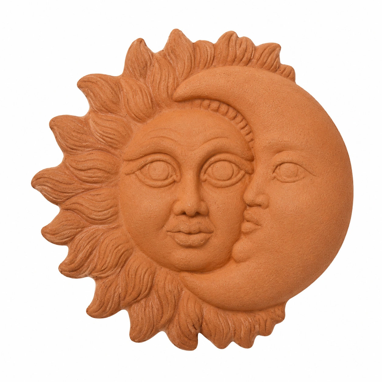 Decoracion mural sol y luna de terracota-NestAndWood