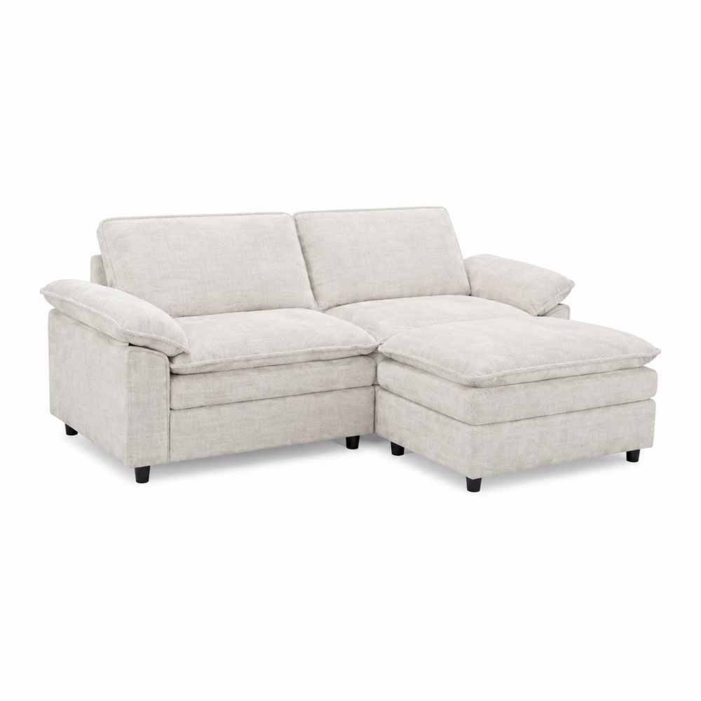 Ecksofa Zweisitzer Stoff Polyester Beige