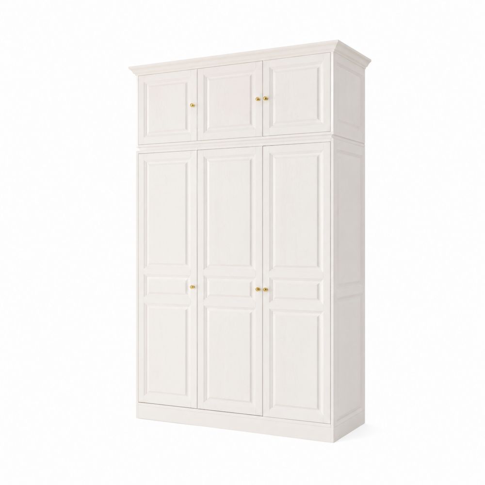 Holz-Kleiderschrank mit 5 Türen in Weiß 200x60x240cm