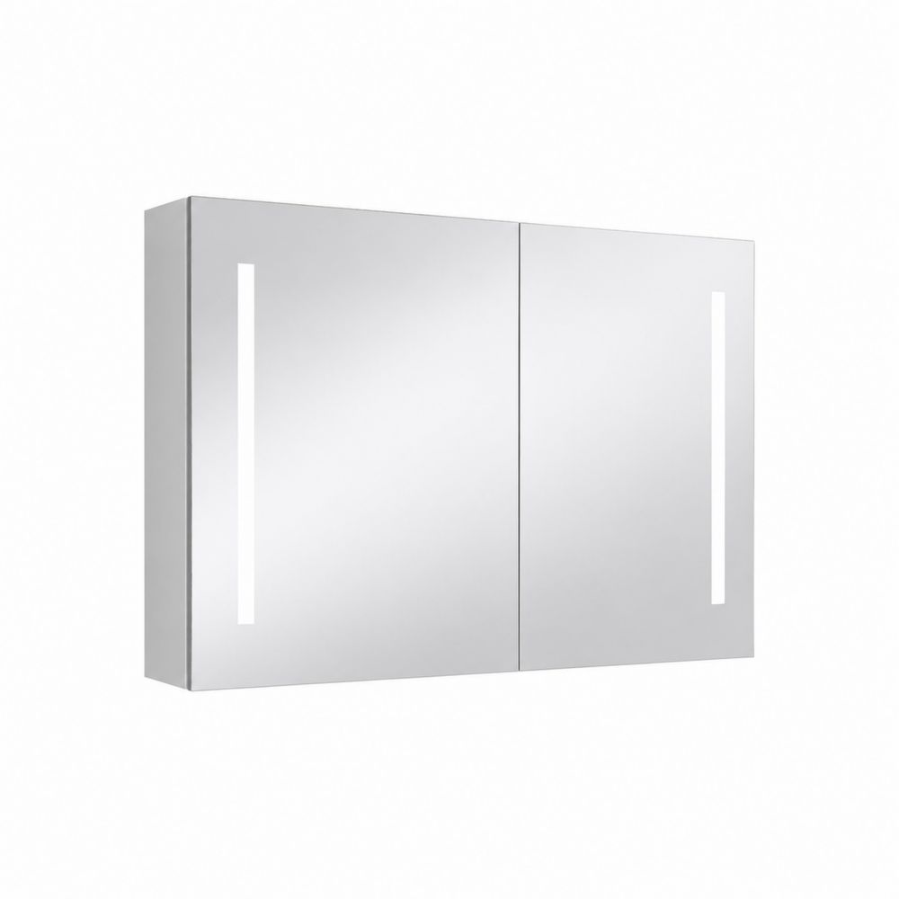 Badezimmerspiegelschrank mit LED Beleuchtung Aluminium Silber