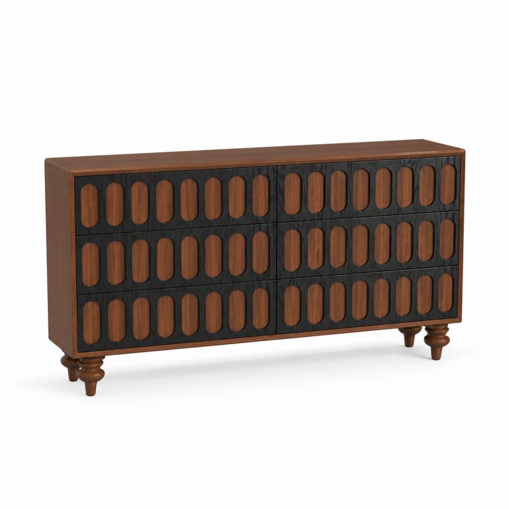 Sideboard rechteckig 120x40x80 cm Holz Schwarz/Braun