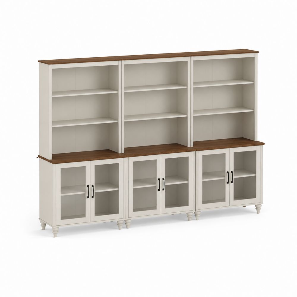 Buffetschrank mit Regalen, MDF, Weiß/Braun