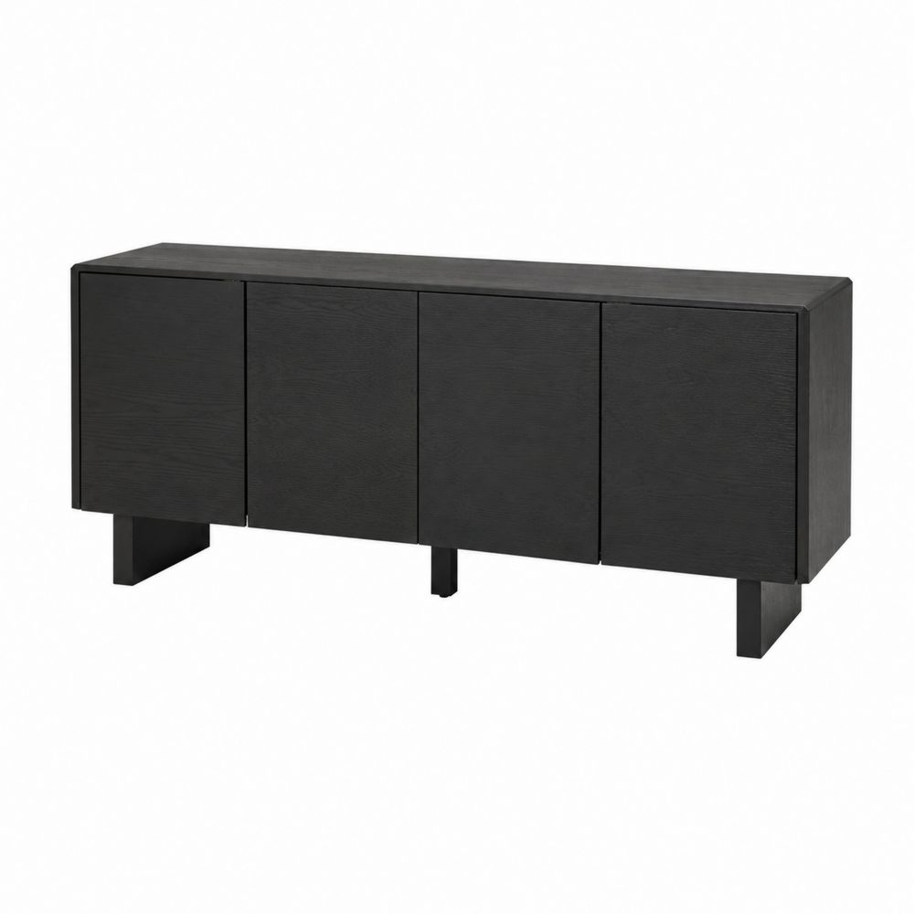 Sideboard mit 4 Türen MDF Eichenfurnier Schwarz