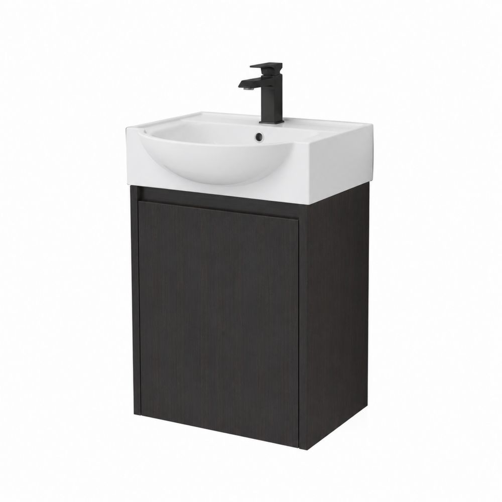 Einzelwaschtischunterschrank mit Keramikbecken 45 cm Dunkelbraun