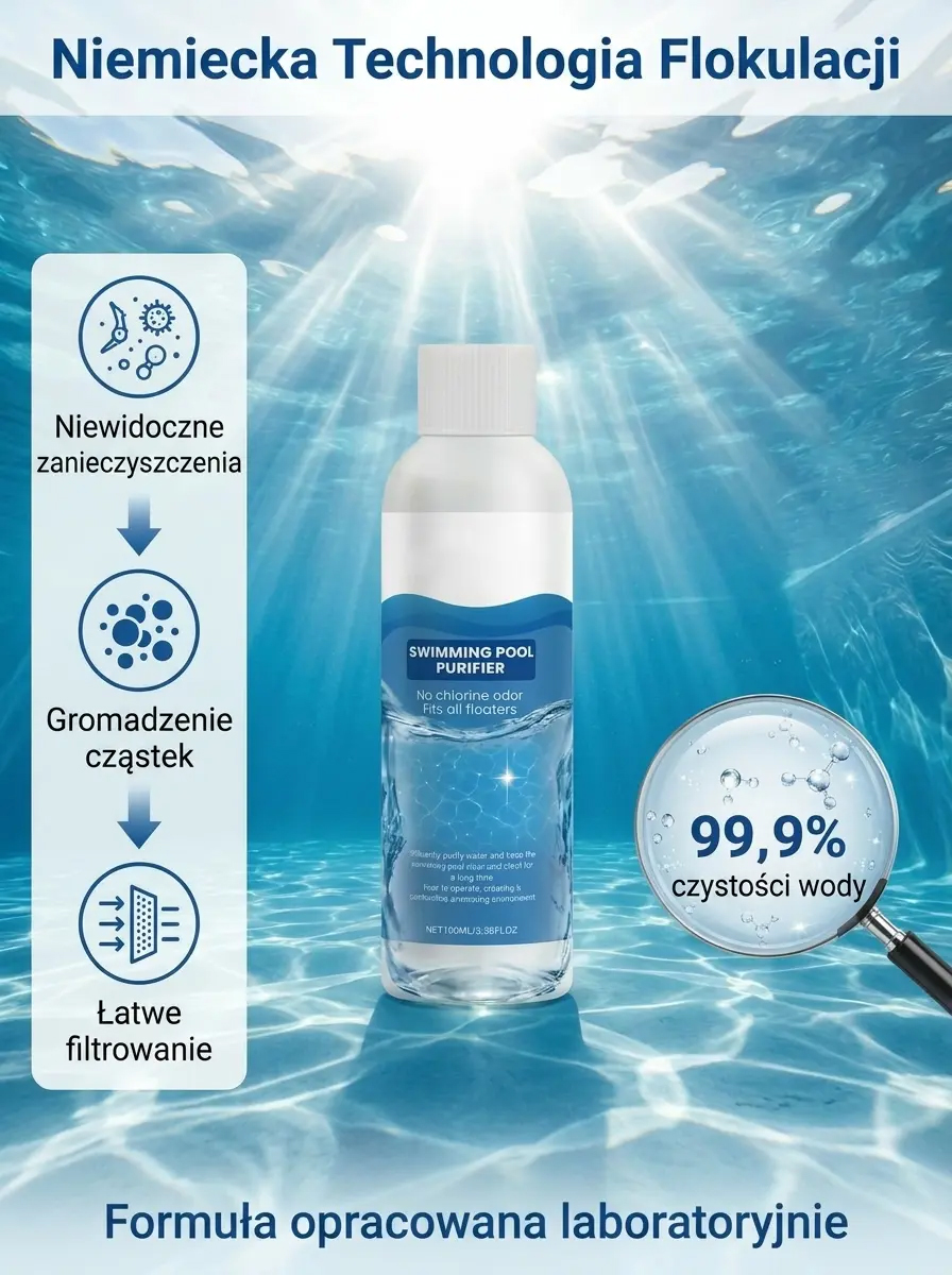 ✨Nietoksyczny Płyn do Basenu na Sezon | Błyskawicznie Usuwa Glony, Bezpieczny dla Dzieci (Zestaw Promocyjny -50%)