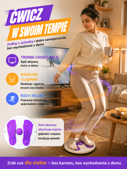 【-50% & Za pobraniem】Wielofunkcyjny Magnetyczny Twister 3D: Płaski Brzuch w 15 Minut + Domowy Masaż Stóp (14 dni na próbę)