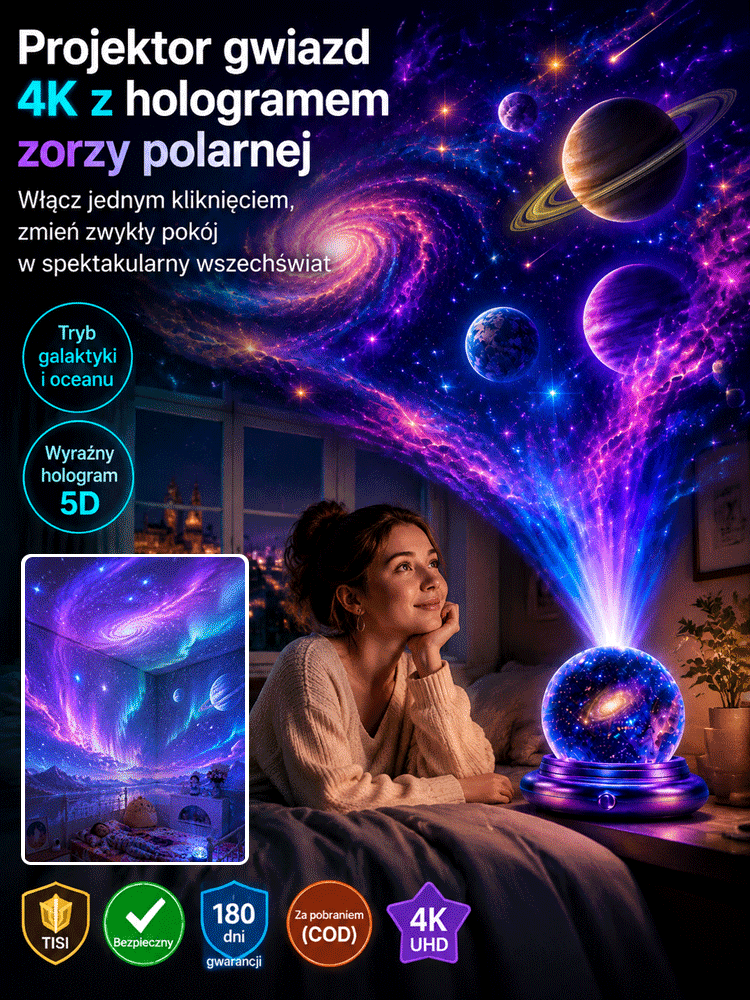 Imersyjny Projektor Gwiazd 4K Aurora – Idealny Prezent dla Dzieci (-50% OFF, Za Pobraniem)