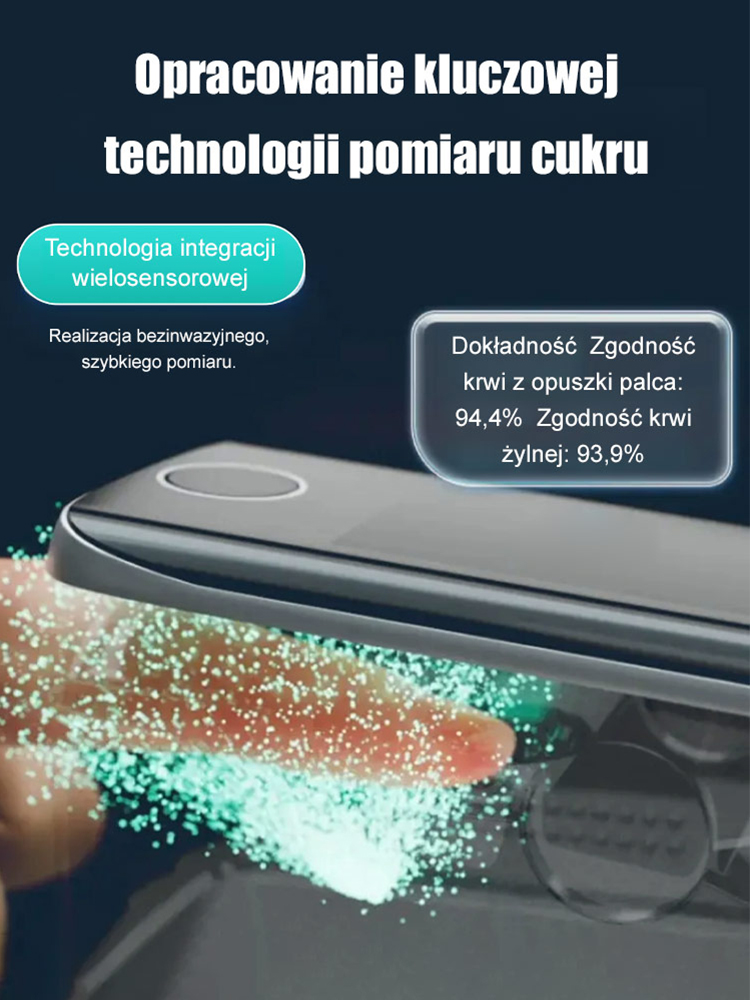 Bezinwazyjny glukometr dla seniora (zero bólu i igieł 🚫💉) – kup teraz w ofercie 1+1 GRATIS  z 14-dniową próbą  i płatnością za pobraniem 🚚!