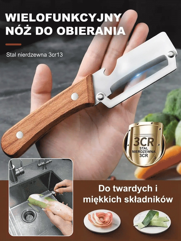 [Kup 1 Dostań 1] Wielofunkcyjny Obierak ze Stali 3Cr13 | 14 Dni na Próbę | Płatność za Pobraniem