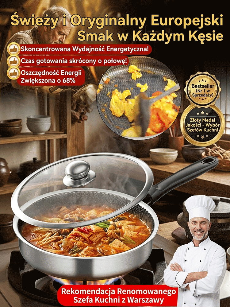 Patelnia Nierdzewna 316L Premium | -50% Wyprzedaż i Płatność za Pobraniem