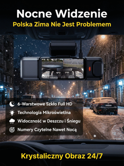 4-Kanałowy Wideorejestrator 360° 4K | Tryb Parkingowy 24/7 + Łatwy Montaż | 14 Dni Na Testy