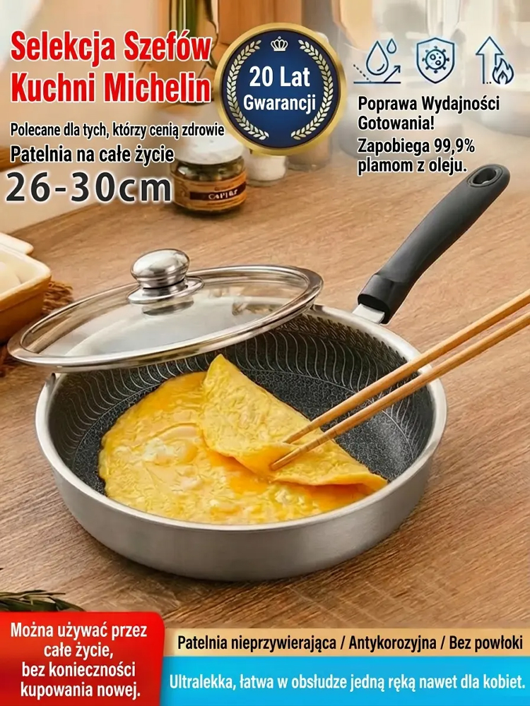 Patelnia Nierdzewna 316L Premium | -50% Wyprzedaż i Płatność za Pobraniem
