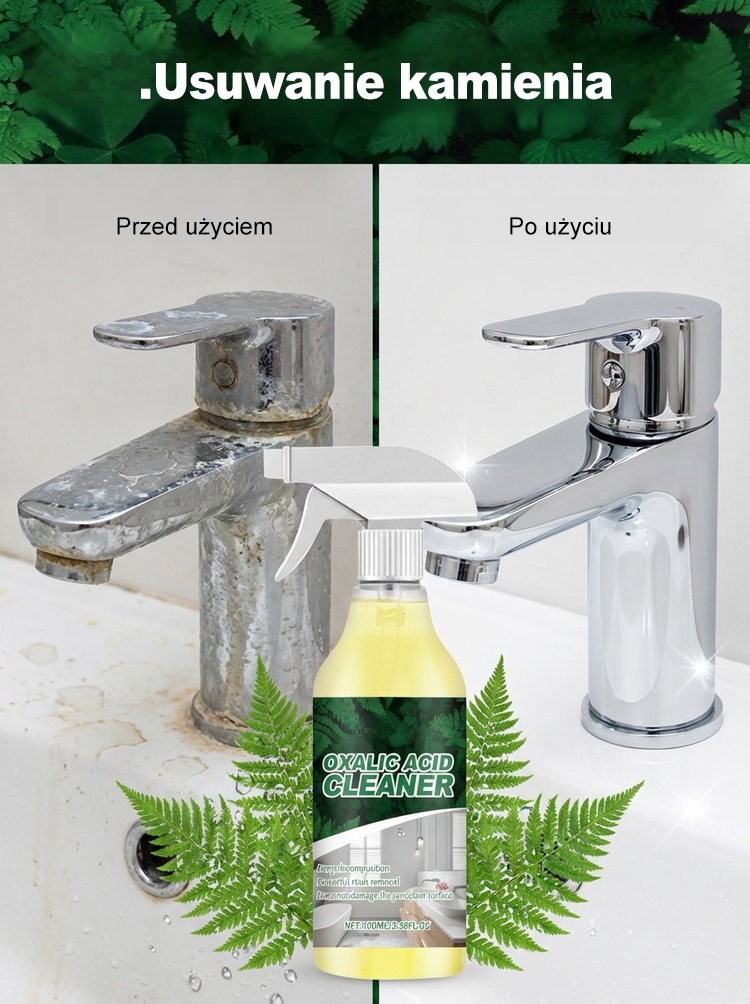 【1+1 Gratis】Profesjonalny Spray Czyszczący z Kwasem Szczawiowym do Kuchni i Łazienki – Usuwa 99.9% Kamienia i Rdzy w 5 Sekund