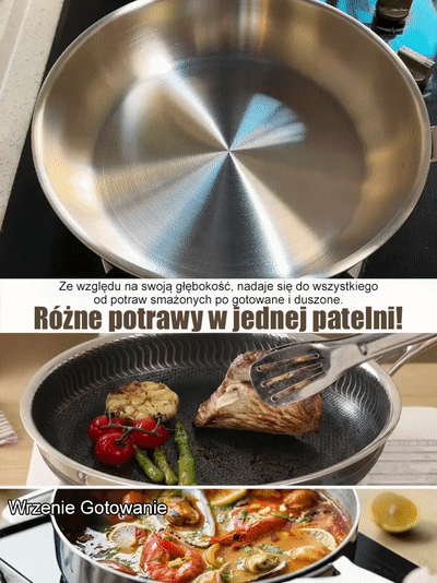 Patelnia Nierdzewna 316L Premium | -50% Wyprzedaż i Płatność za Pobraniem
