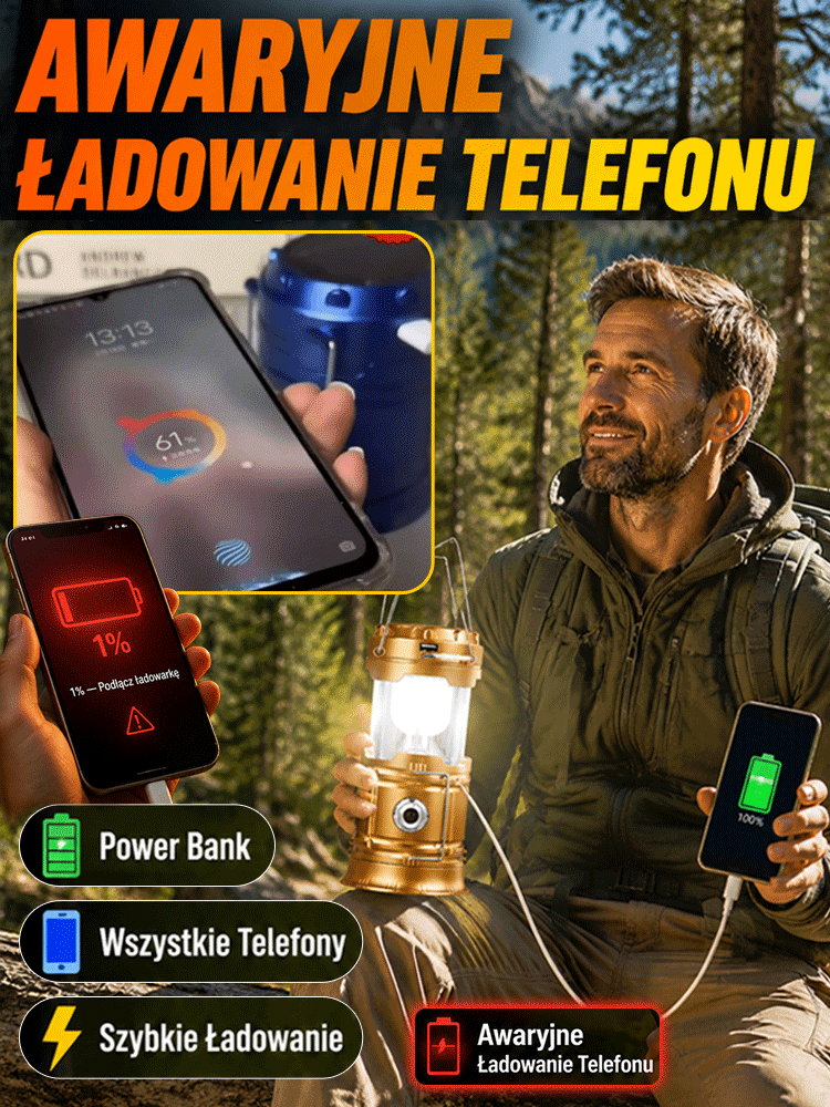 【-50% OFF】Wodoodporna Lampa Kempingowa Solarna 4w1☀️