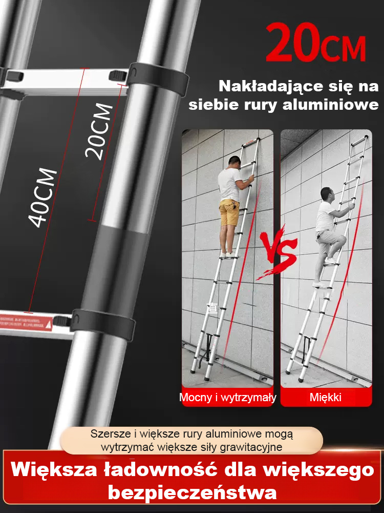 Niemiecka Jakość: Profesjonalna Drabina Teleskopowa Antypoślizgowa do Domu i Ogrodu