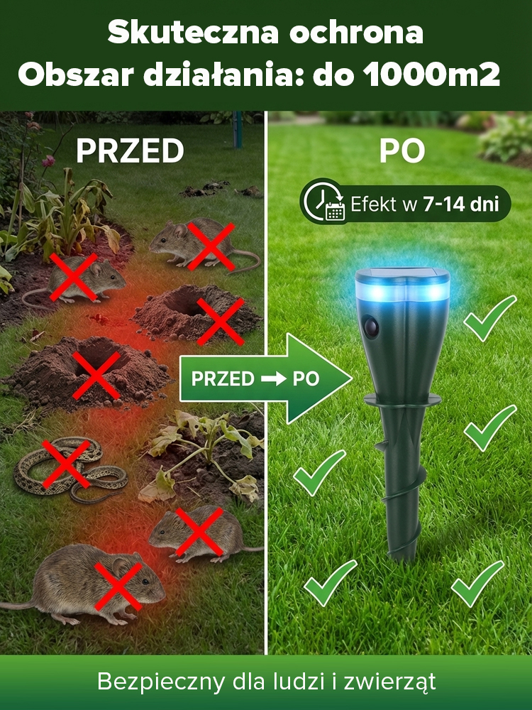 💰 Pożegnaj Szkodniki i Rachunki! Inteligentny Odstraszacz Solarny 0 zł Energii