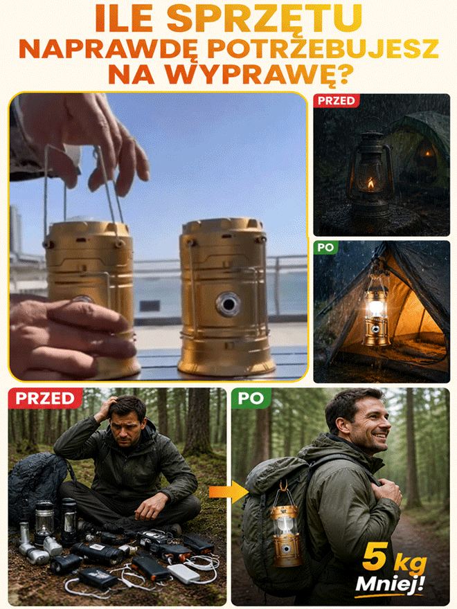 【-50% OFF】Wodoodporna Lampa Kempingowa Solarna 4w1☀️