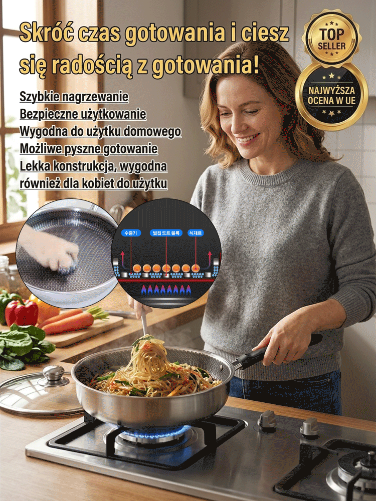 Patelnia Nierdzewna 316L Premium | -50% Wyprzedaż i Płatność za Pobraniem