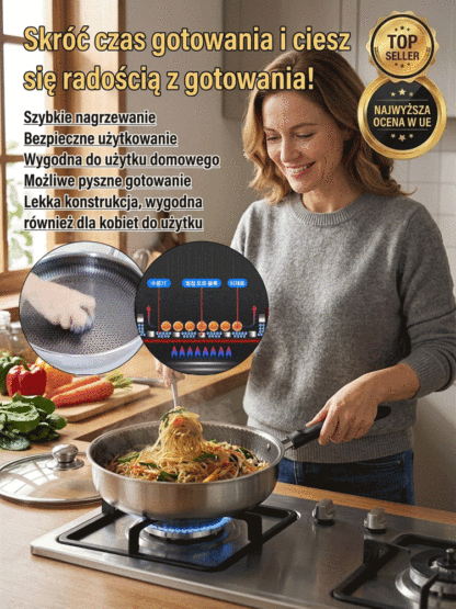 Patelnia Nierdzewna 316L Premium | -50% Wyprzedaż i Płatność za Pobraniem