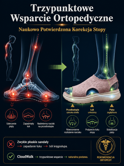 【-50% + Za Pobraniem】Rekomendowane Sandały Ortopedyczne – Oddychająca Siateczka, Ulga w Bólu i Gruba Podeszwa (14 Dni Testów)