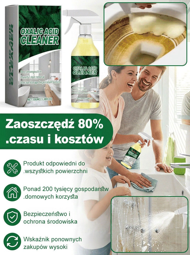 【1+1 Gratis】Profesjonalny Spray Czyszczący z Kwasem Szczawiowym do Kuchni i Łazienki – Usuwa 99.9% Kamienia i Rdzy w 5 Sekund