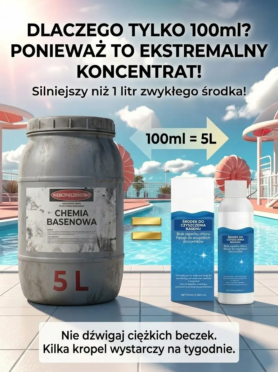 ✨Nietoksyczny Płyn do Basenu na Sezon | Błyskawicznie Usuwa Glony, Bezpieczny dla Dzieci (Zestaw Promocyjny -50%)