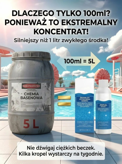 ✨Nietoksyczny Płyn do Basenu na Sezon | Błyskawicznie Usuwa Glony, Bezpieczny dla Dzieci (Zestaw Promocyjny -50%)