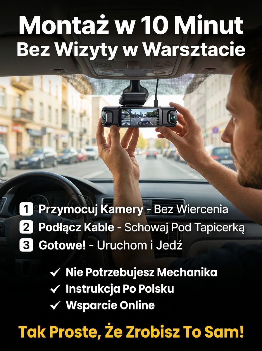 4-Kanałowy Wideorejestrator 360° 4K | Tryb Parkingowy 24/7 + Łatwy Montaż | 14 Dni Na Testy