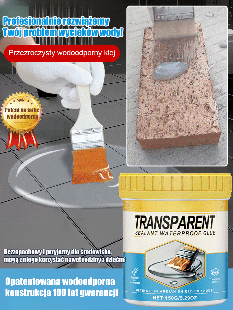💧Niewidoczny Klej Wodoodporny (Bezwonny) | -50% Zniżki + 14 Dni na Próbę!