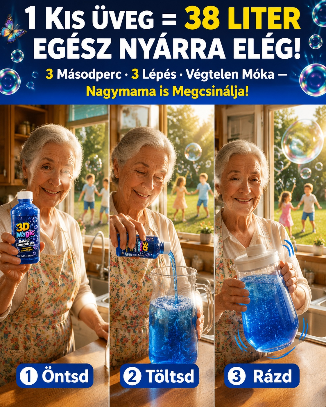 Óriás Öko Mágikus Buborékfújó Gyerekeknek【SGS + TÜV Tesztelt Formula】, Vegyél 2-t, Kapsz 1-et Ajándékba!