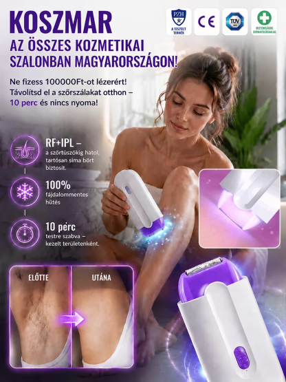 IPL+RF 2026 szőrtelenítő készülék: Fájdalommentes, bőrmegújító, vízálló, selymesen simává varázsolja a bőrt.