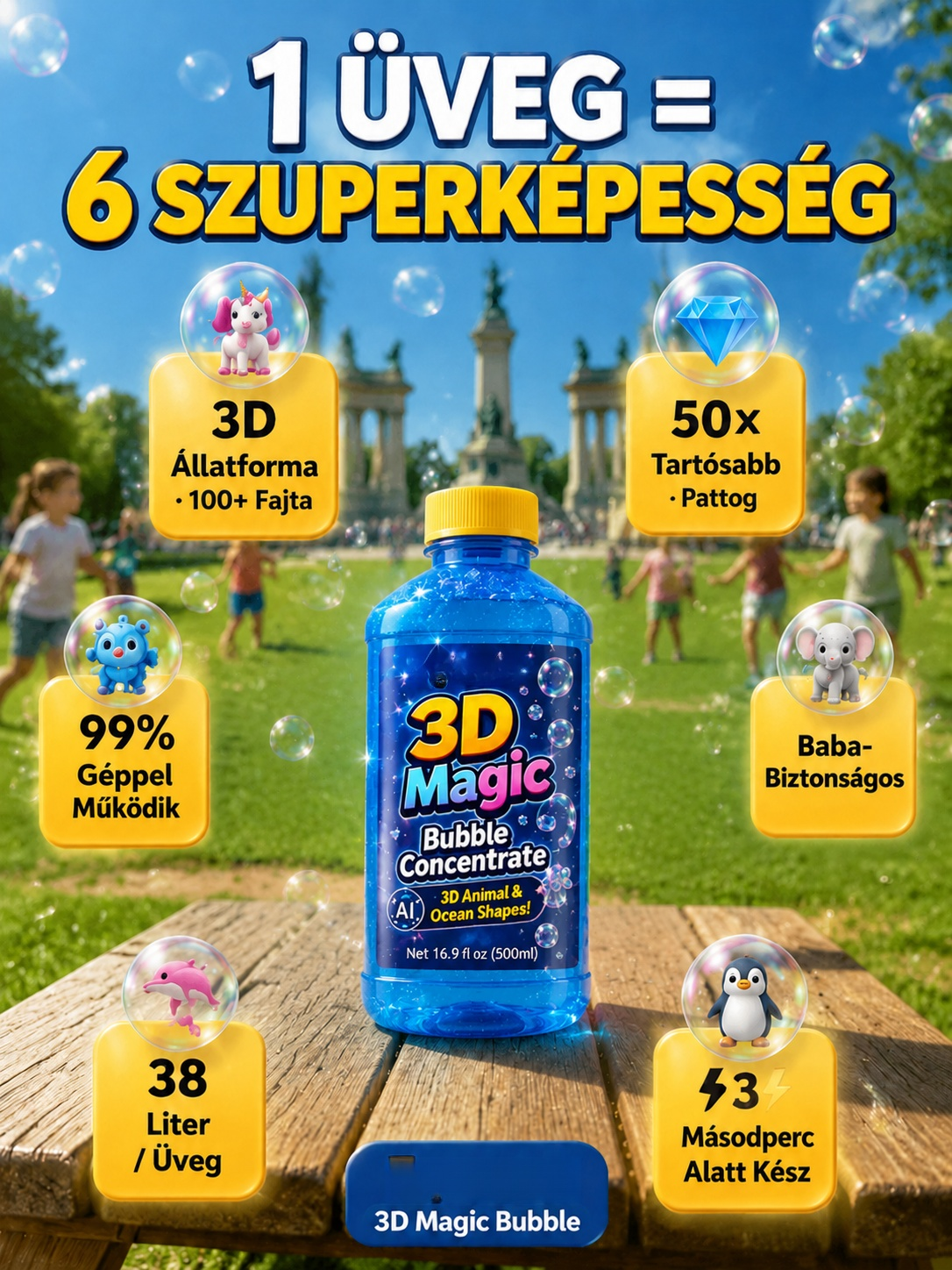 Óriás Öko Mágikus Buborékfújó Gyerekeknek【SGS + TÜV Tesztelt Formula】, Vegyél 2-t, Kapsz 1-et Ajándékba!