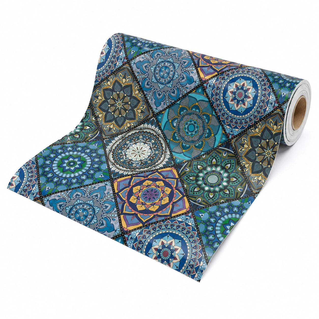 Rollo de papel tapiz adhesivo mosaico mandala-NordicWoodLiving