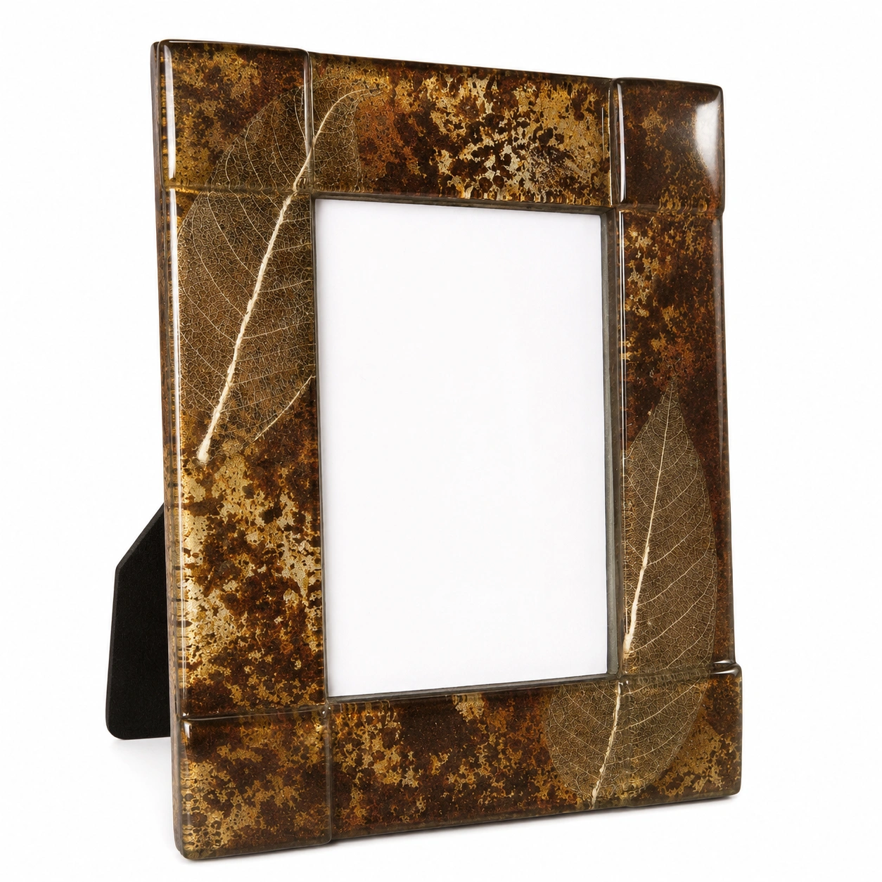 Marco decorativo con hojas doradas-NordicWoodLiving