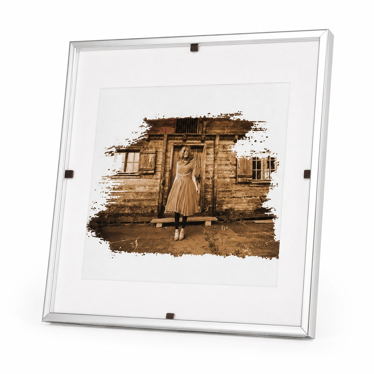 Marco cuadrado aluminio plateado-NordicWoodLiving