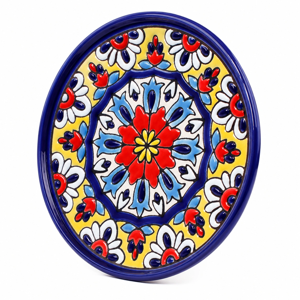 Plato decorativo de ceramica floral-NordicWoodLiving