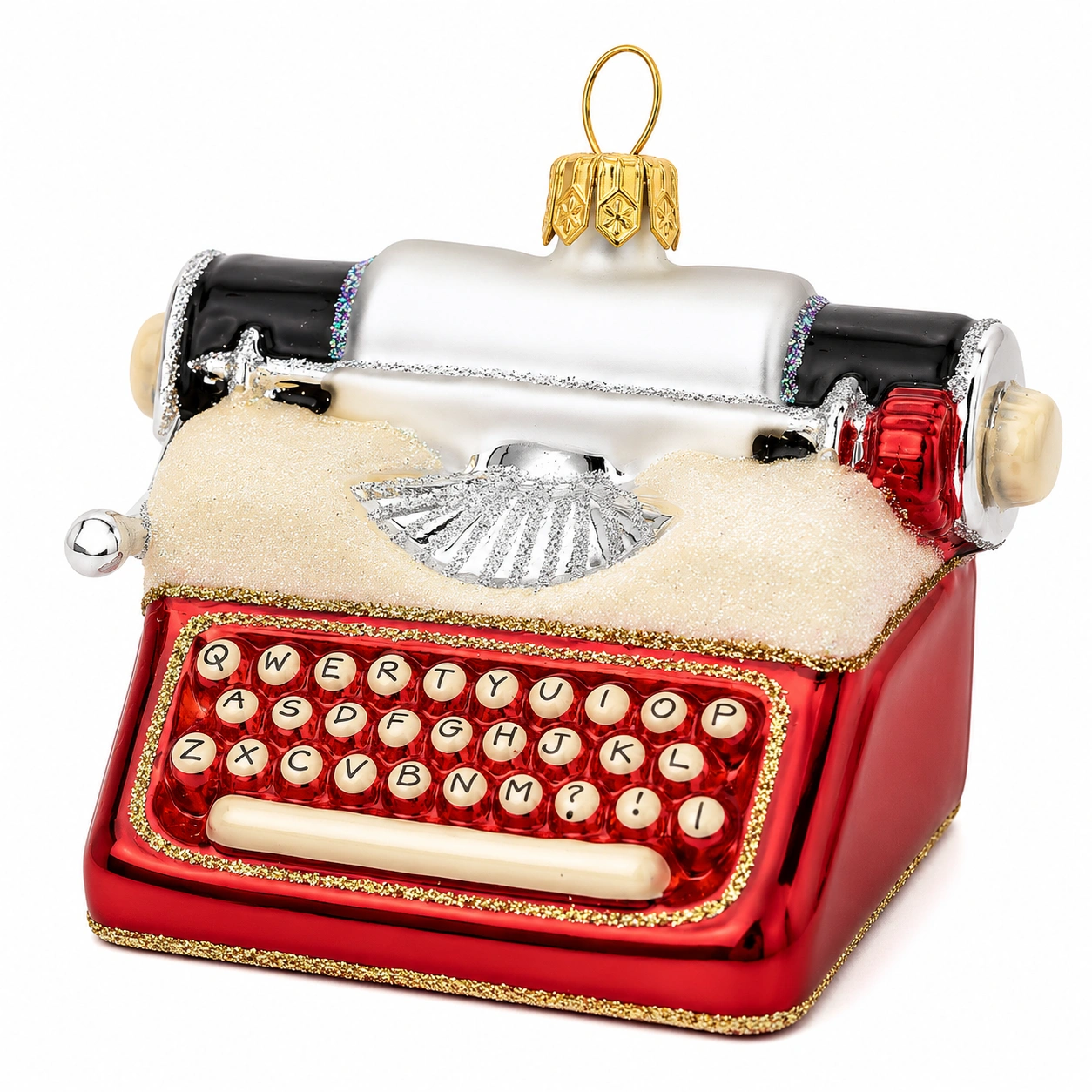 Adorno navideno de cristal maquina de escribir vintage-NordicWoodLiving