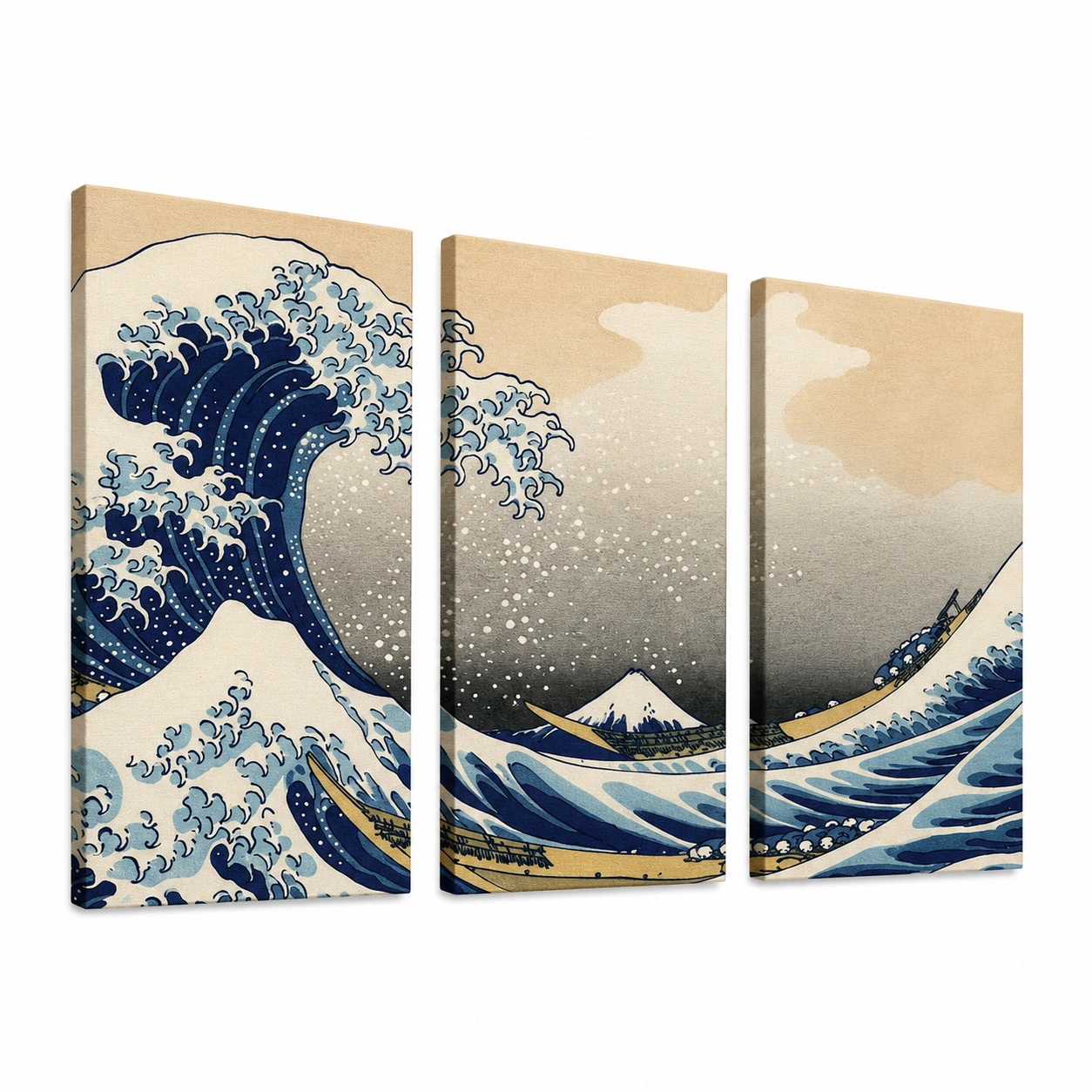 Set de cuadros decorativos ola japonesa 3 piezas-NordicWoodLiving