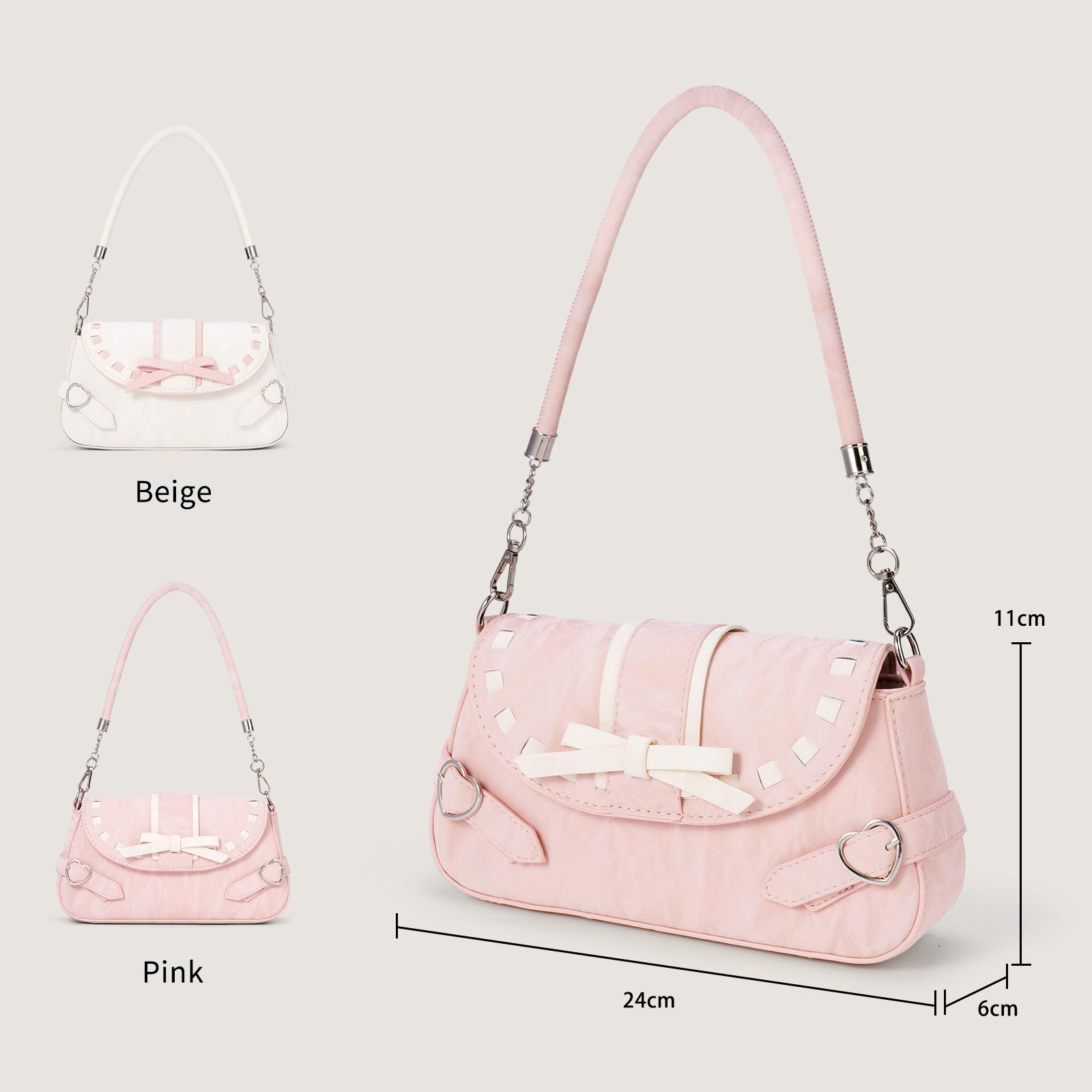 RAINSMORE - Baguette Bag with Cute Ribbon Pattern - Latest Model Women's Bag, Cute and Trendy Style, Sling Bag