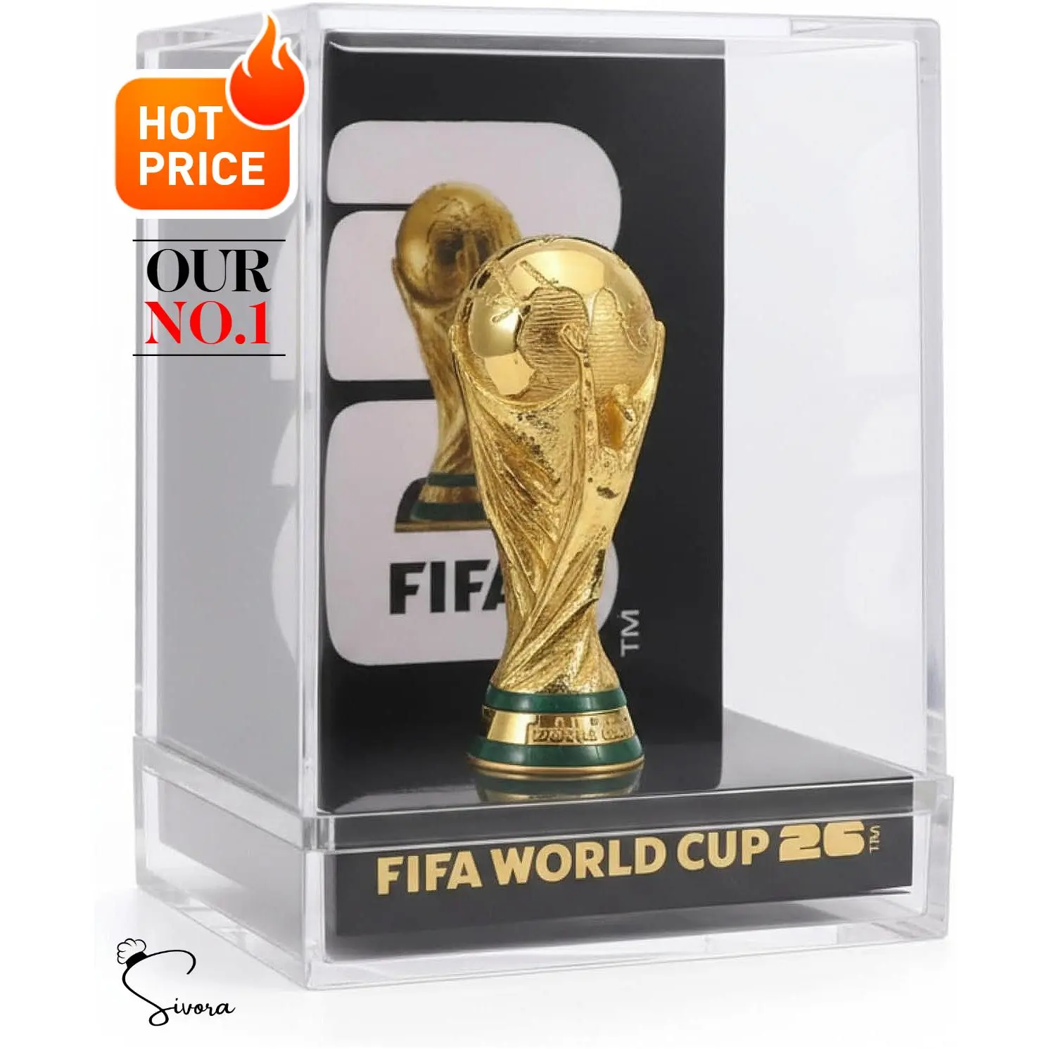 Sivora™ Official FIFA World Cup 2026 Edition - 3 Inch 3D Trophy Inside a Premium Acrylic Case - Timeless Collector’s Item - FIFA World Cup Trophy Replica Perfect for Man Cave or Football Memorabilia