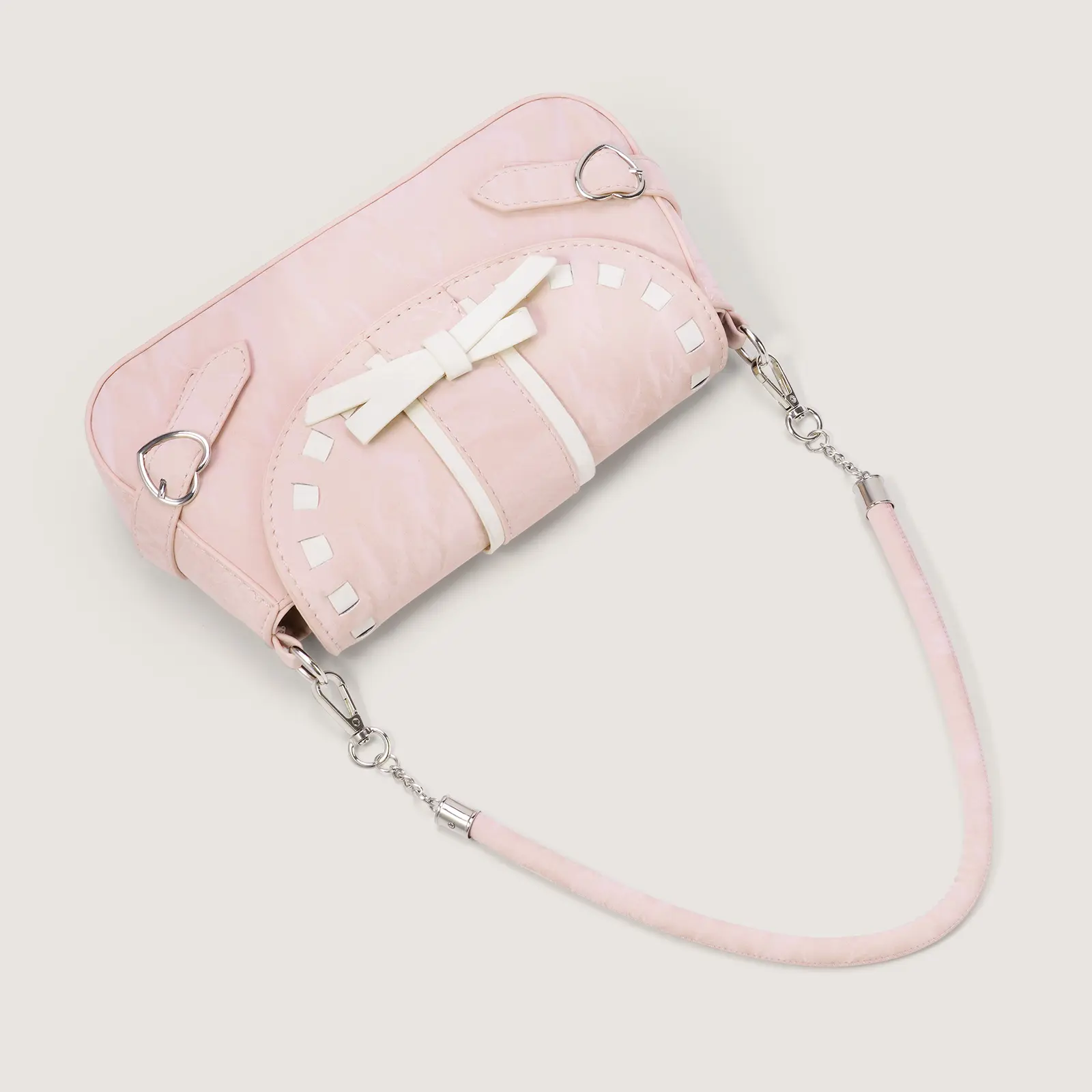 RAINSMORE - Baguette Bag with Cute Ribbon Pattern - Latest Model Women's Bag, Cute and Trendy Style, Sling Bag