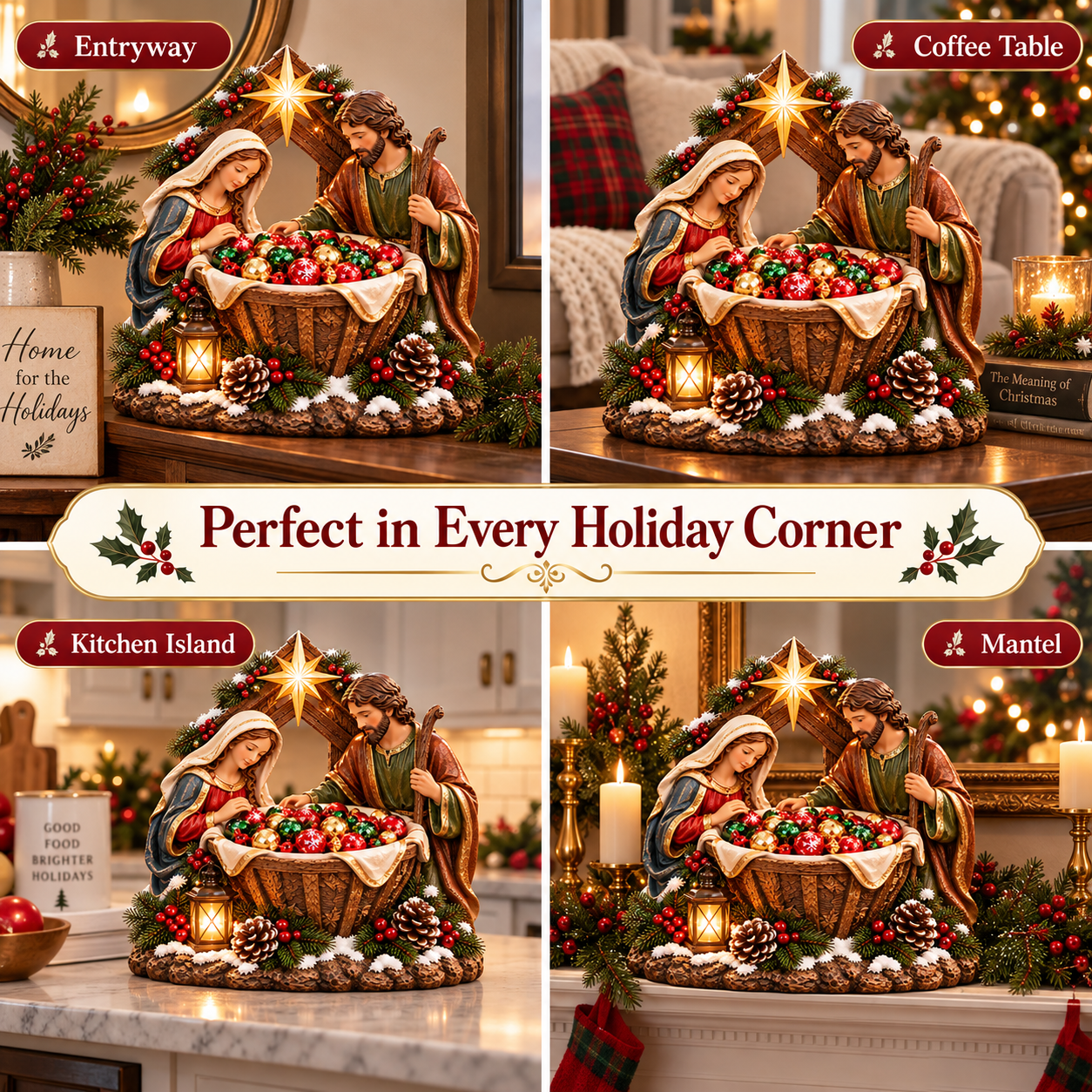 🔥Hot Sale 49% OFF✝️✨ Nativity Blessing Bowl – Lighted Christmas Treat Bowl & Tabletop Decor