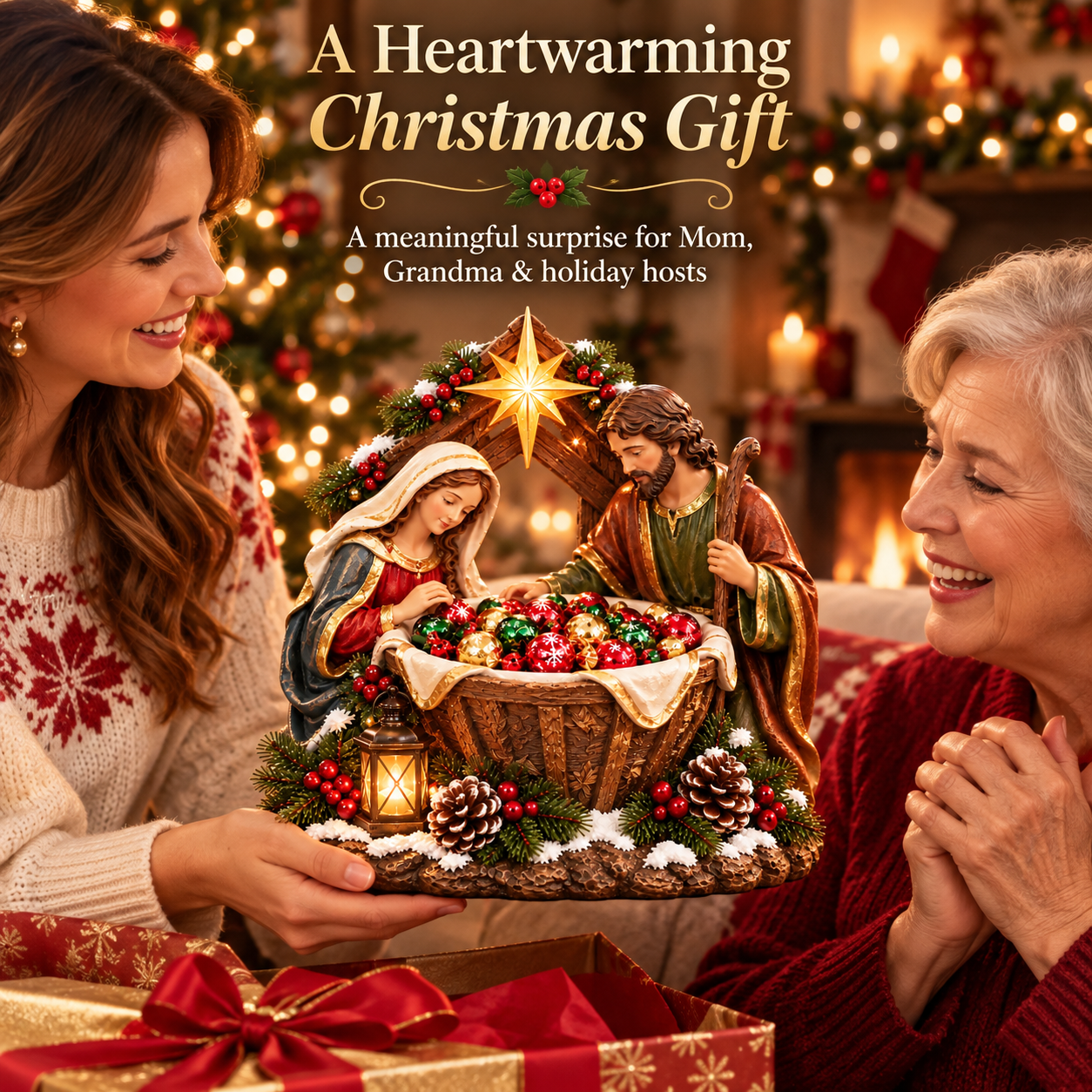 🔥Hot Sale 49% OFF✝️✨ Nativity Blessing Bowl – Lighted Christmas Treat Bowl & Tabletop Decor