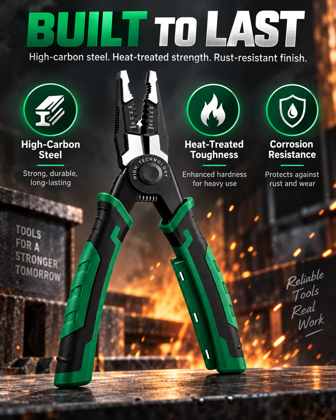 6-in-1 Interchangeable Head Pliers Set, Built-in 12-250V Voltage Detection