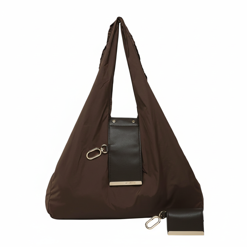 Keychain Tote Bag Compact & Expandable for On the Go, Foldable Tote Bag with Key Ring for Daily Errands - Black