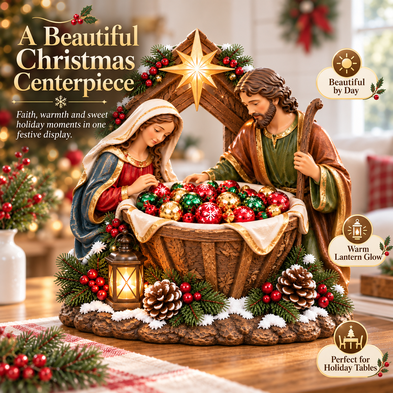 🔥Hot Sale 49% OFF✝️✨ Nativity Blessing Bowl – Lighted Christmas Treat Bowl & Tabletop Decor