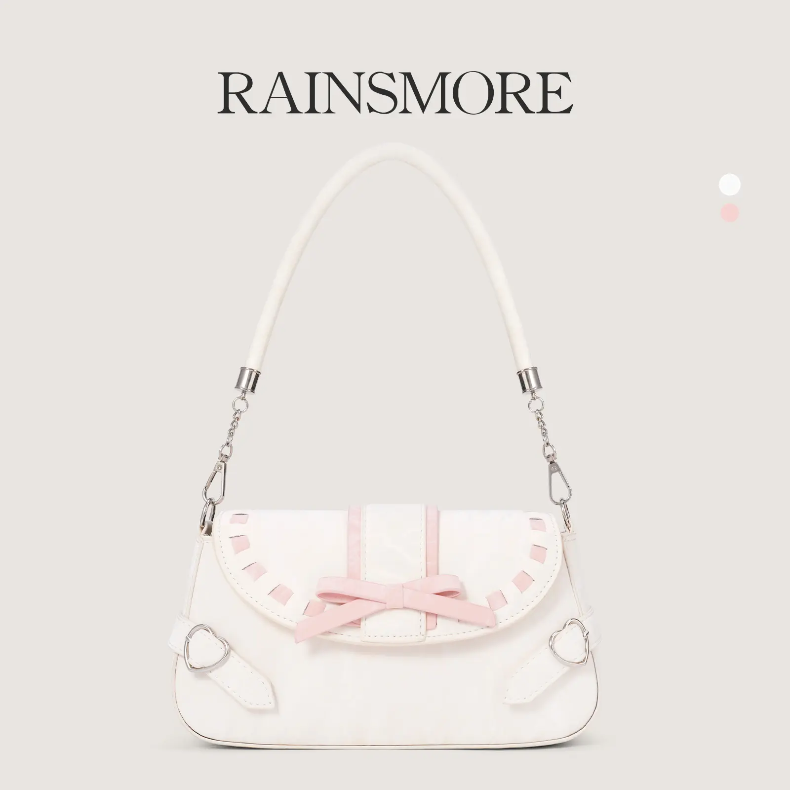 RAINSMORE - Baguette Bag with Cute Ribbon Pattern - Latest Model Women's Bag, Cute and Trendy Style, Sling Bag